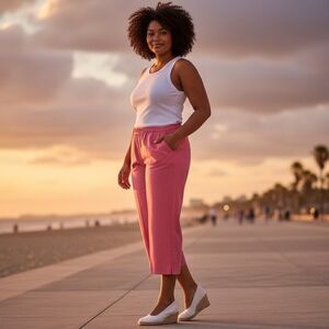 NWT Alfred Dunner  size 16 Classic Ladies Capris Catalina Island Tangerine